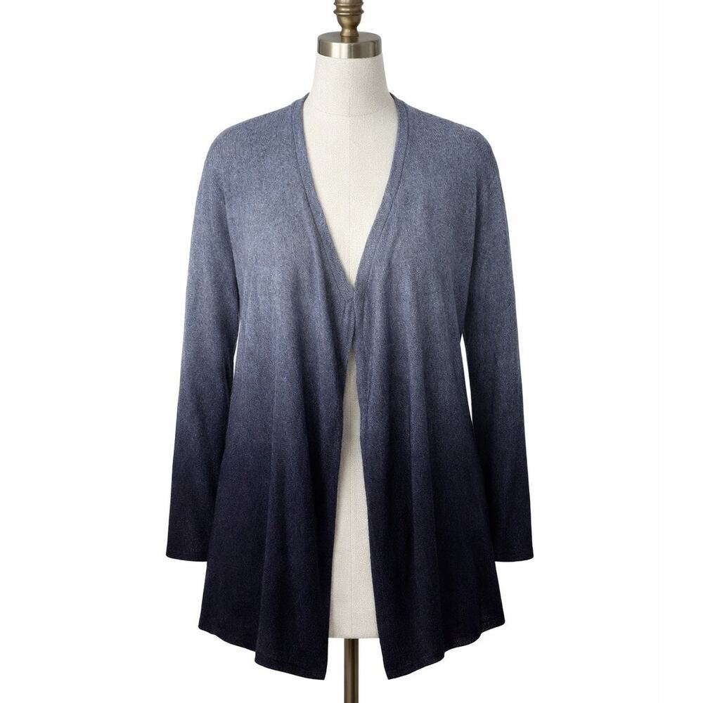 Charter Club Cashmere Cardigan M Gray Black Ombre Open Front Minimalist